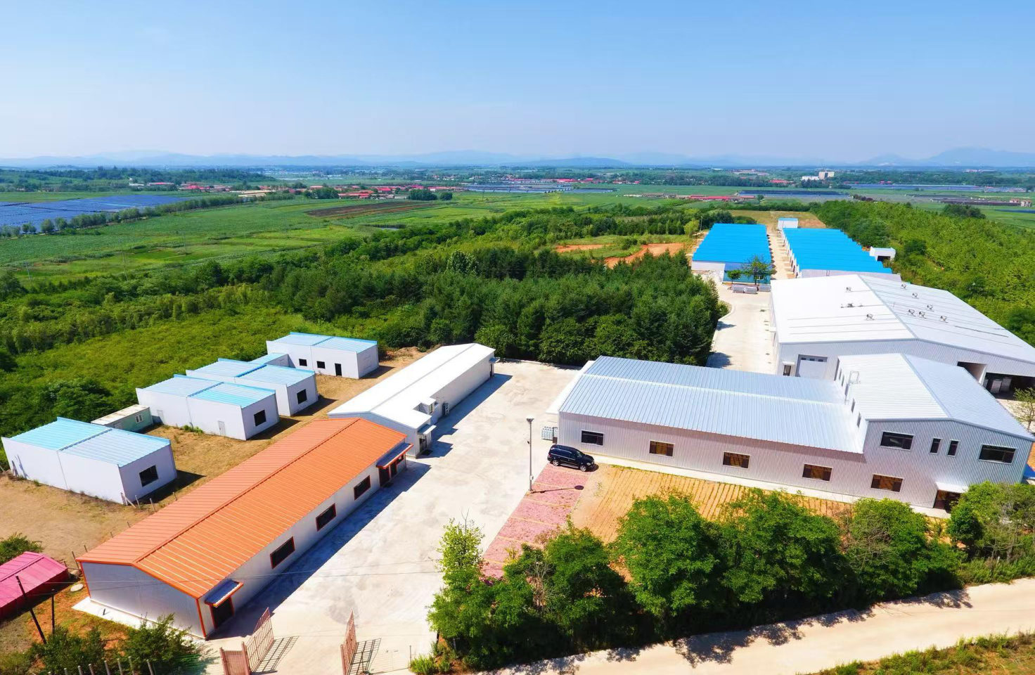 Aerial view of the Sunselin factory in Dalian, China